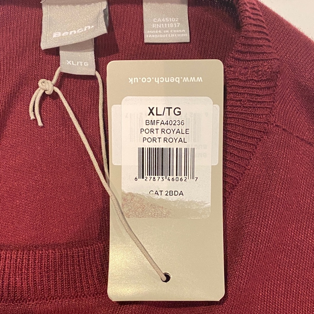 Bench Men's XL Burgundy Crewneck Knit Sweater Pullover Port Royale NWT - Picture 5 of 15